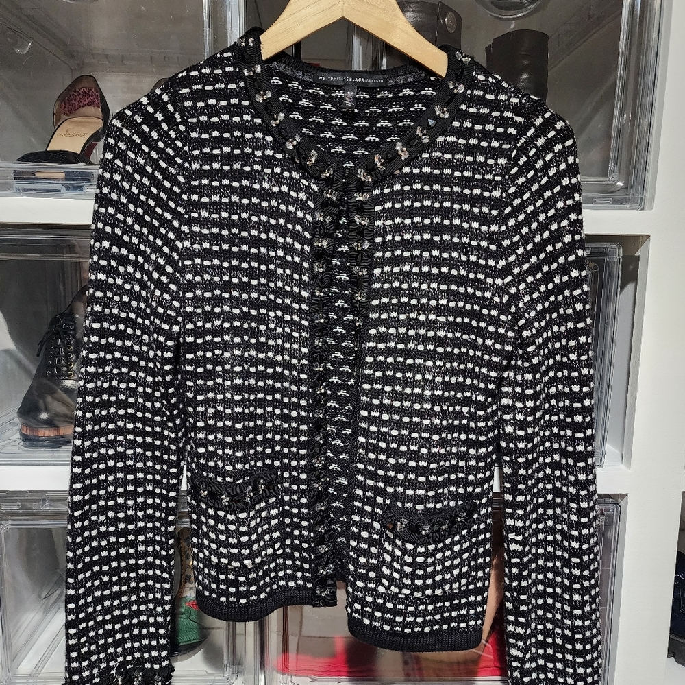 White House Black Market Chanel style sweater blazer